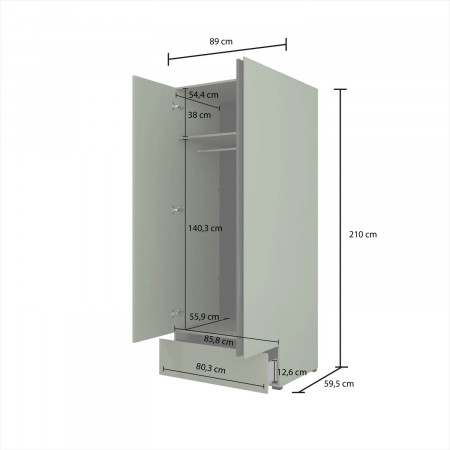 Шкаф на 2 двери с 1 ящиком Helvetia CROSS S 249WMY18 (белый-черный)
