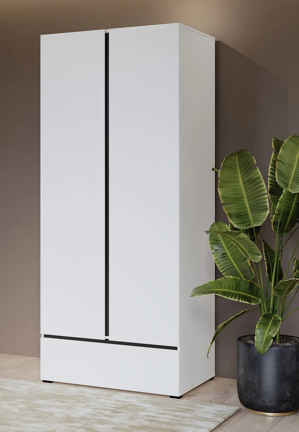 Шкаф на 2 двери с 1 ящиком Helvetia CROSS S 249WMY18 (белый-черный)