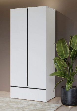 Шкаф на 2 двери с 1 ящиком Helvetia CROSS S 249WMY18 (белый-черный)