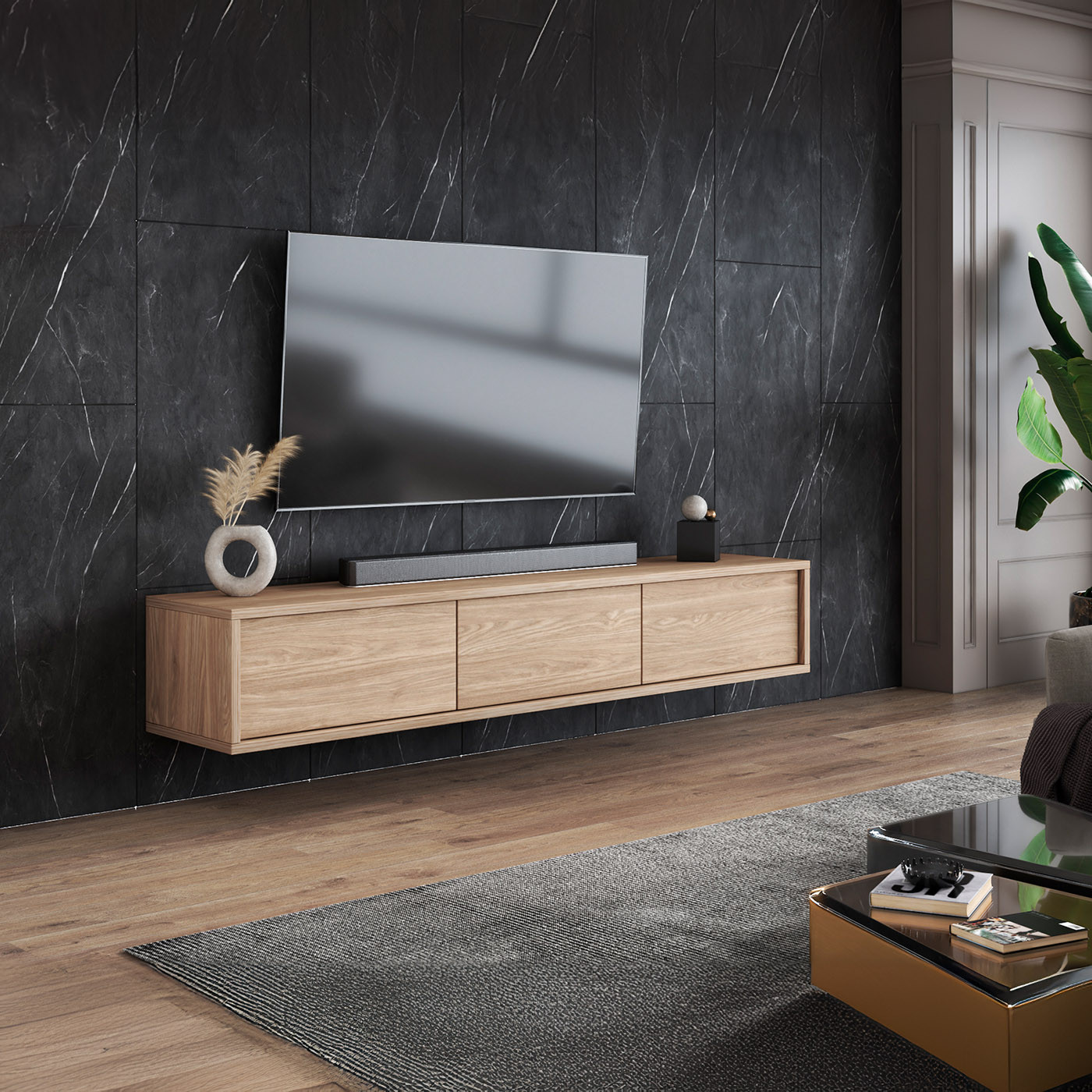 Тумба под телевизор навесная Helvetia FRIDA 24DOMT38 (дуб промасленный)