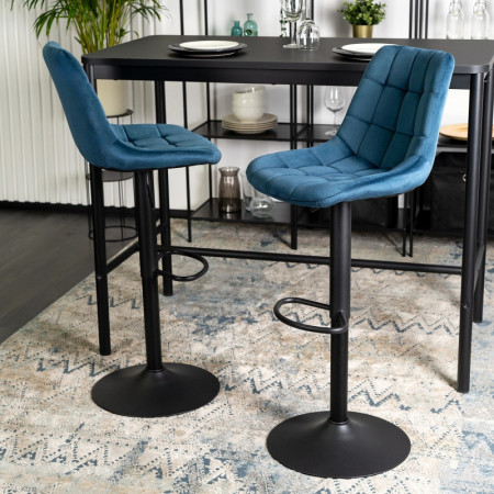 Барный стул MEBEL ELITE Arcos (велюр синий, черная опора)