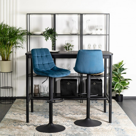 Барный стул MEBEL ELITE Arcos (велюр синий, черная опора)