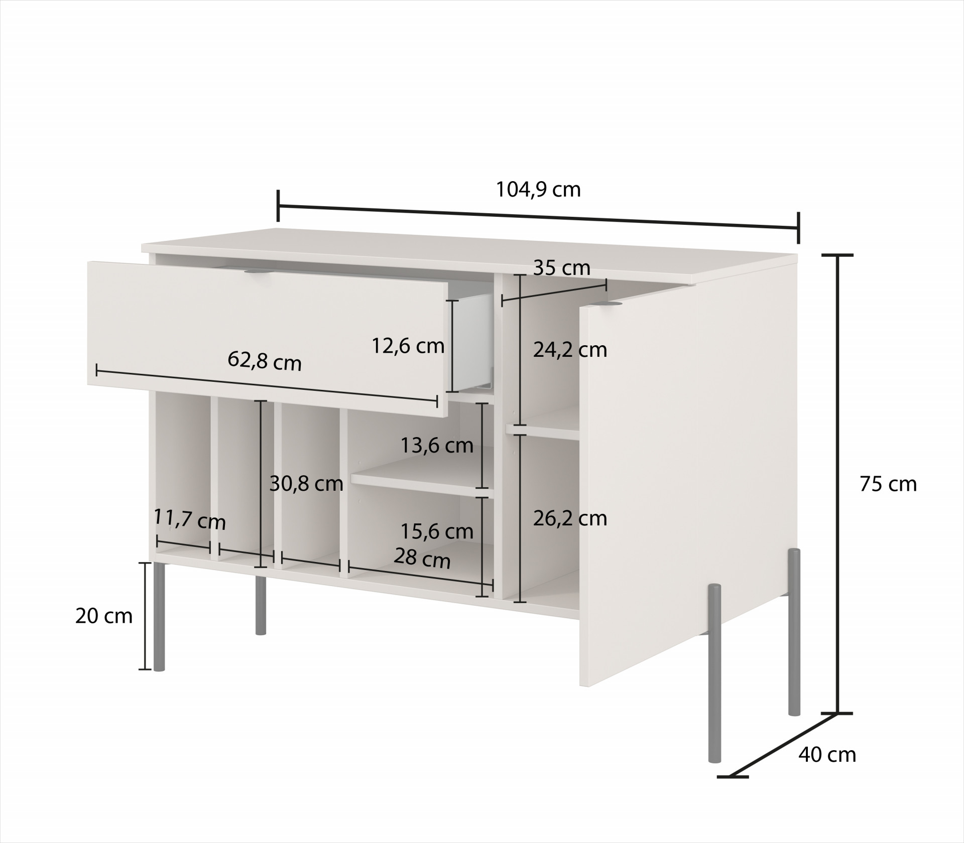 Комод на 1 дверь и 1 ящик Helvetia ORE 24LGOG45 (дуб Линдберга)