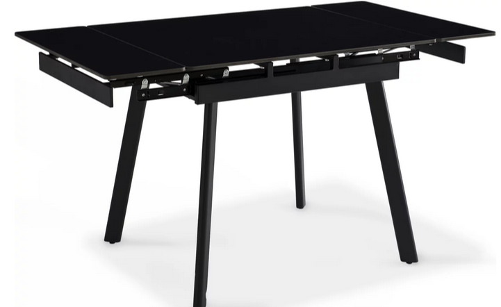 Стол раcкладной CRV-Hugo, Charcoal black ceramic top black base,90 см, черный