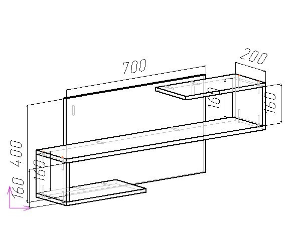 Полка навесная ViA- APC АП-1 (дуб тахо)