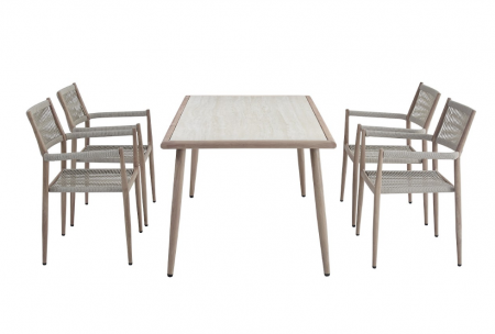 Стул садовый VTR- ODС-15 (Этна) айвори + белый дуб 