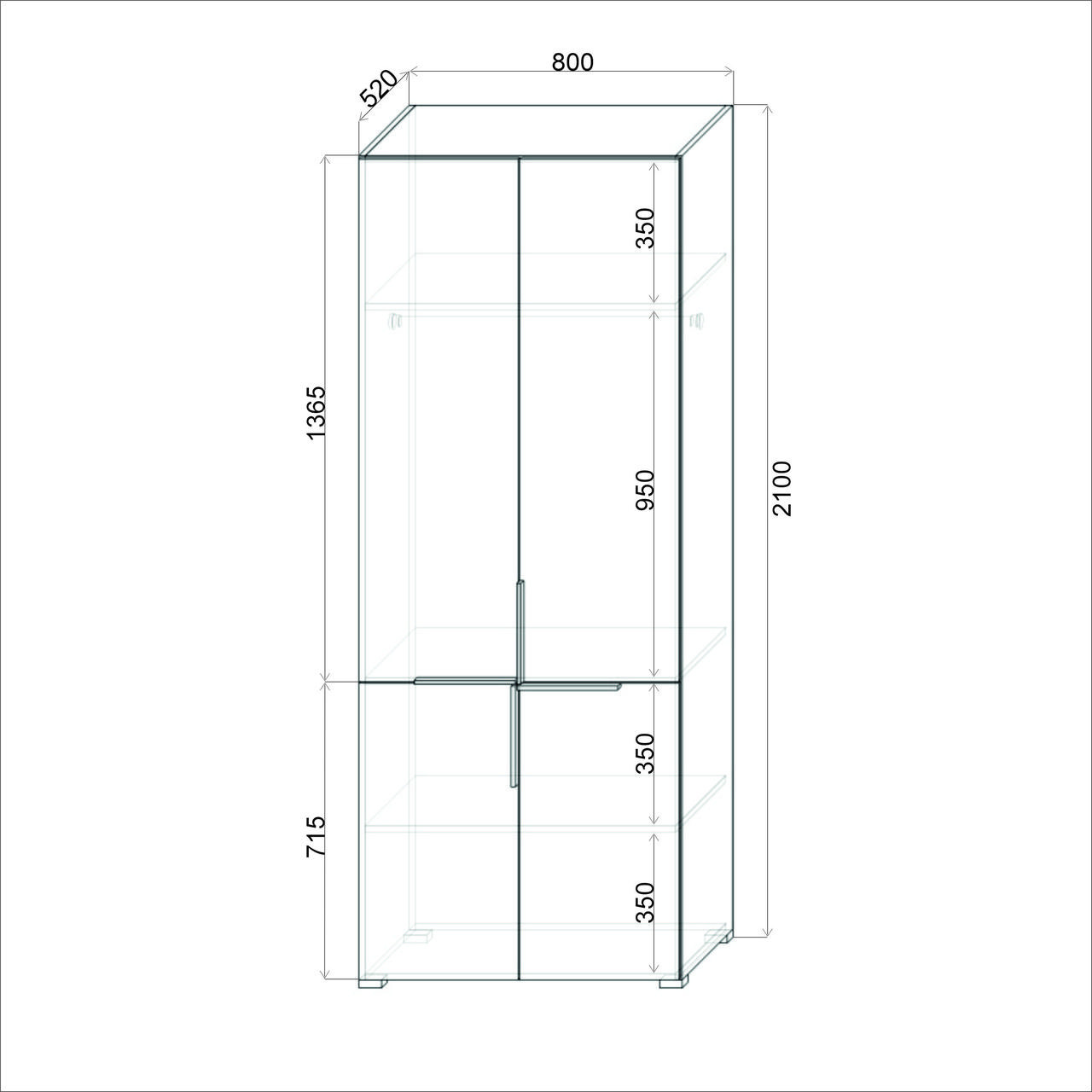 Шкаф Винус-80 211х80х52 cм KOD- ШК-2 Винус