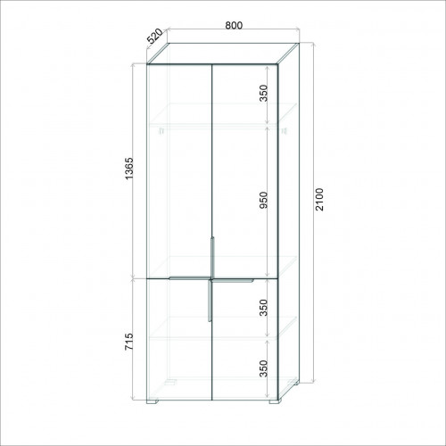 Шкаф Винус-80 211х80х52 cм KOD- ШК-2 Винус