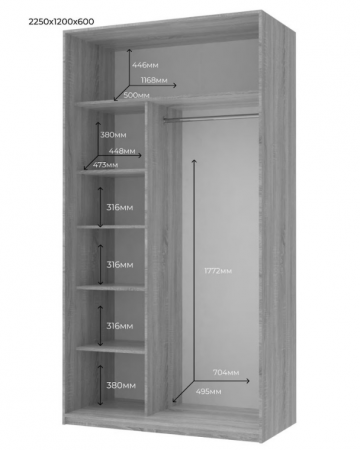 Шкаф - купе DRS- Сити Лайт (120х60х225 см) 2 ДСП