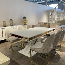 Обеденный стол  Art-Deco EXI- MILANO MILK + GOLD 180/220/260*95*77 