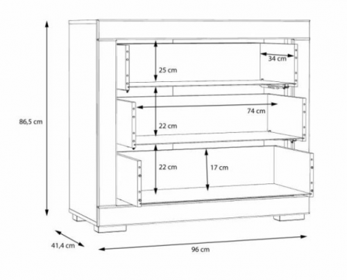 Комод PL- Forte SNOW SNWK23