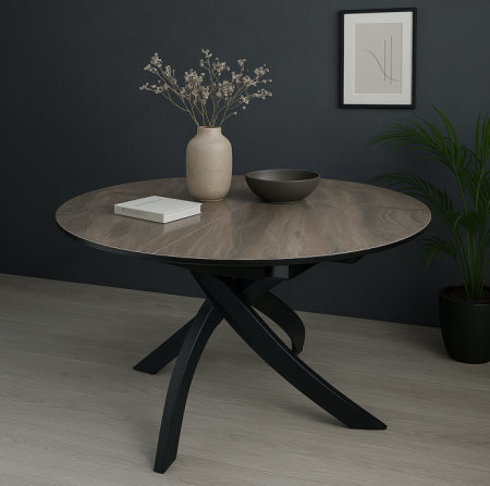 Стол круглый обеденный Super Premium Ceramic EVRO- Caezar Venice Brown T-7479