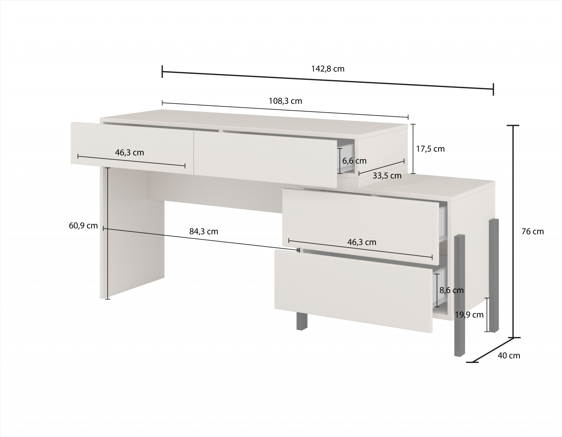 Туалетный столик Helvetia JUKON S 24KSND03 (кашемир/черный)