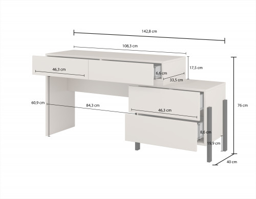 Туалетный столик Helvetia JUKON S 24KSND03 (кашемир/черный)