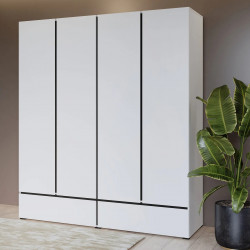 Шкаф на 4 двери с 2 ящиками  Helvetia CROSS S 249WMY20 (белый-черный)