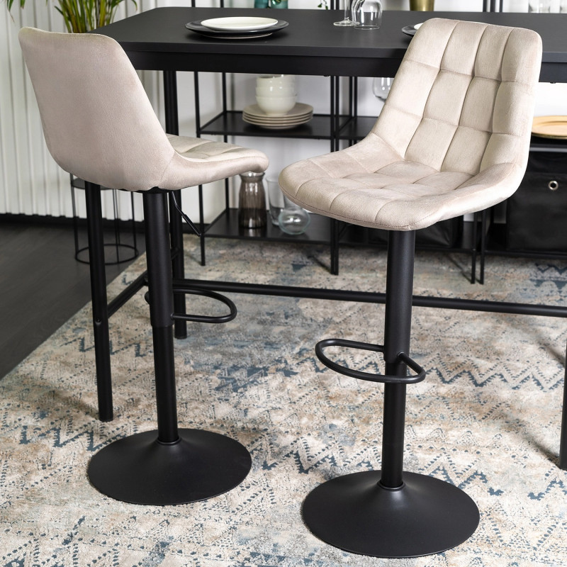 Барный стул MEBEL ELITE Arcos (велюр бежевый, черная опора)