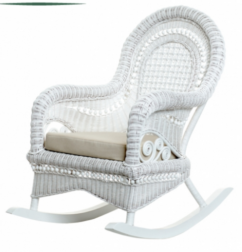 Кресло-качалка с приставным столиком CRU- Виктория белый