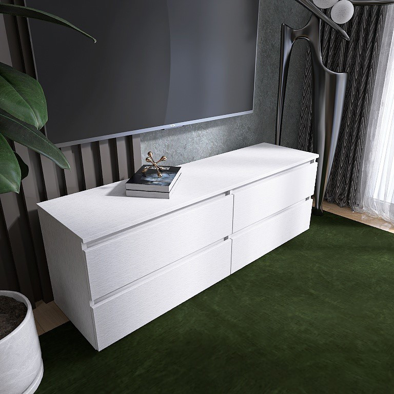 Тумба под телевизор EVR- Лайт ЛТВ-1400 белый(нимфея альба)