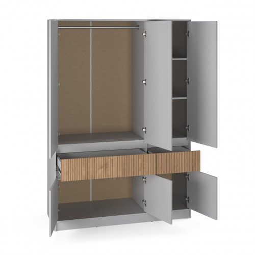 Шкаф распашной на 6 дверей и 2 шухляды EVR- Стайл-1400 кашемир + фасад каннела