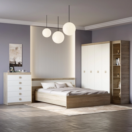 Спальня (модульная) EVR- Соната-2 дуб Сонома + фасад белый