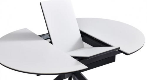 Стол обеденный раcкладной CRV- Tilla, Pure white ceramic top black base, 105 см,белый