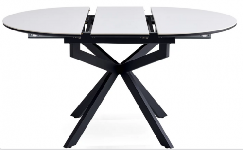 Стол обеденный раcкладной CRV- Tilla, Pure white ceramic top black base, 105 см,белый