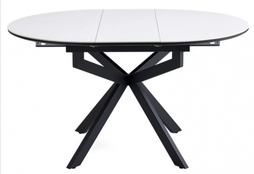 Стол обеденный раcкладной CRV- Tilla, Pure white ceramic top black base, 105 см,белый