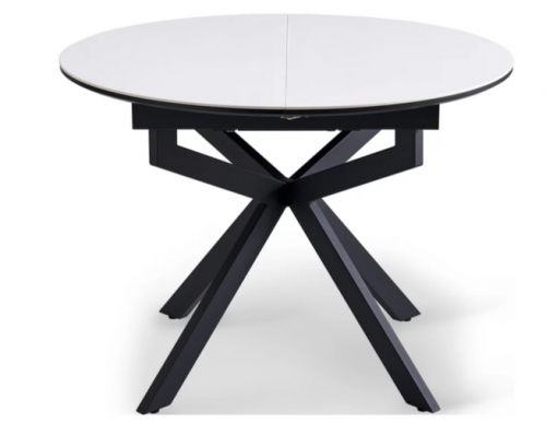Стол обеденный раcкладной CRV- Tilla, Pure white ceramic top black base, 105 см,белый