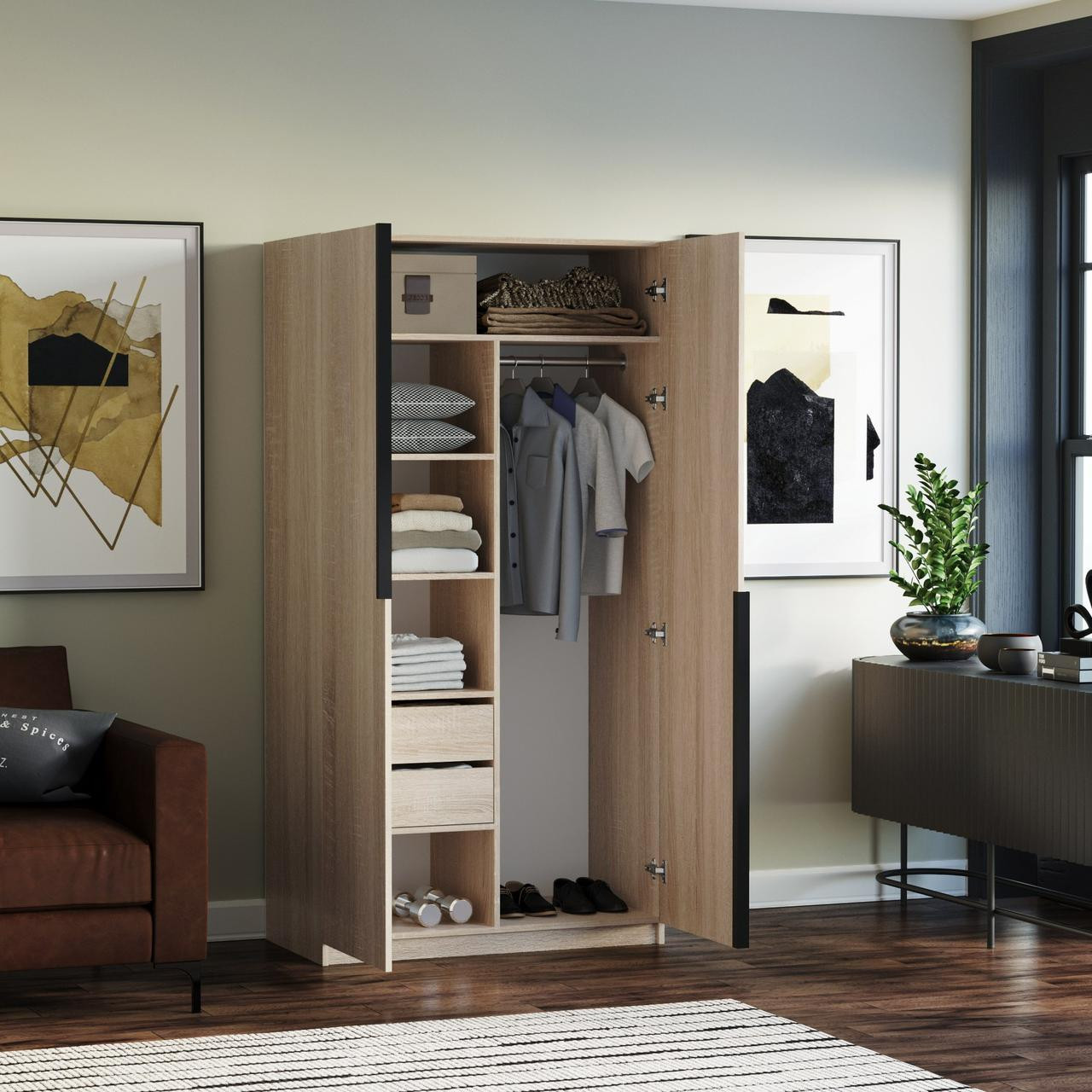 Шкаф с аллюминиевыми ручками KOD- ШК-100ящ Лонг 2,4