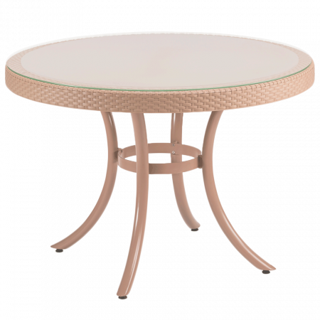 Стол обеденный TYA- Osaka Стекло, Ножки-алюминий, Кремовый d=110
