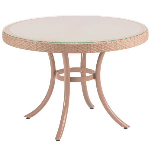 Стол обеденный TYA- Osaka Стекло, Ножки-алюминий, Кремовый d=110