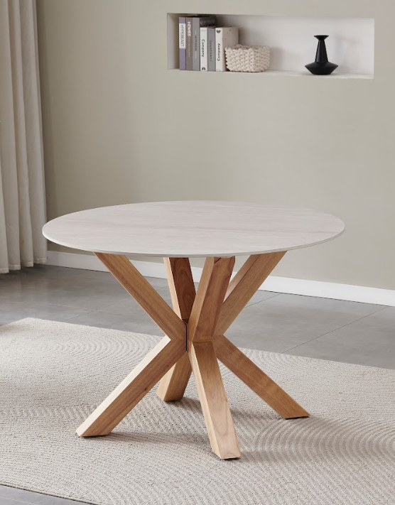 Стол обеденный керамический VTR- ТМ-237 вуд вейн + натуральный каучук, диаметр 110