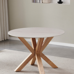 Стол обеденный керамический VTR- ТМ-237 вуд вейн + натуральный каучук, диаметр 110