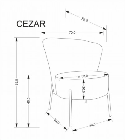 Кресло мягкое HALMAR CEZAR (пепельный)