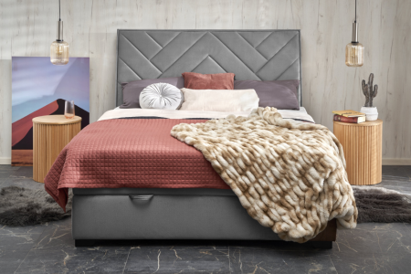 Кровать мякая с механизмом HALMAR CONTINENTAL_1 (пепельный) 160х200 см  