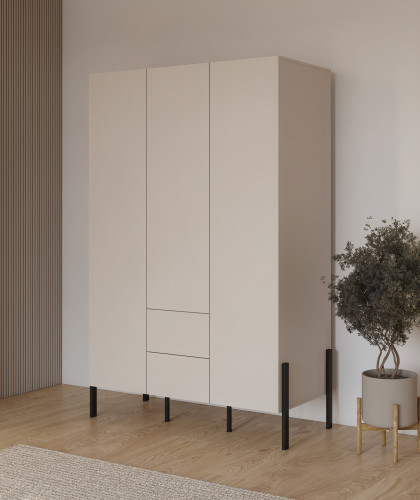 Шкаф на 3 двери с 2 ящиками Helvetia JUKON S 24KSND19 (кашемир/черный)