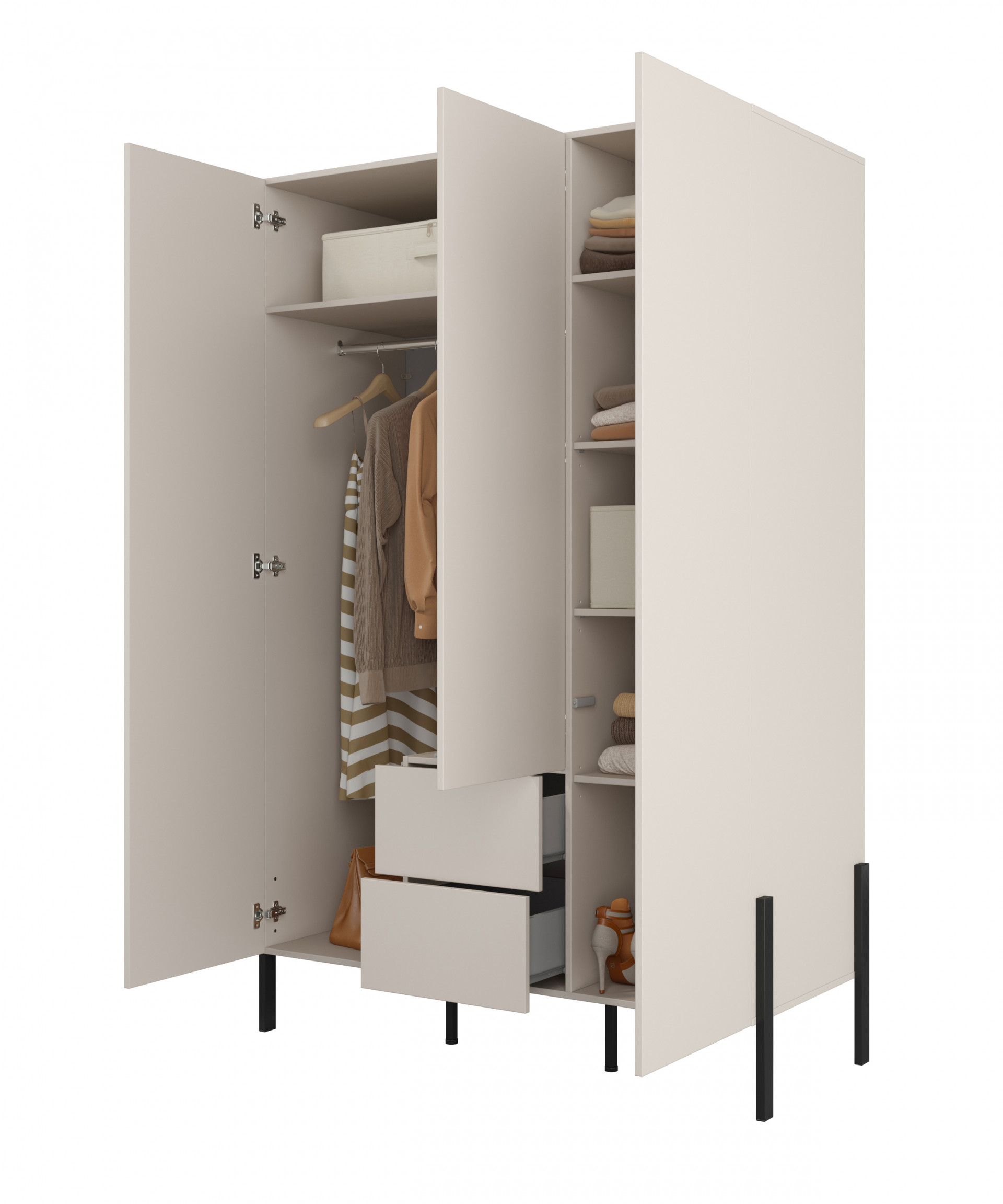 Шкаф на 3 двери с 2 ящиками Helvetia JUKON S 24KSND19 (кашемир/черный)