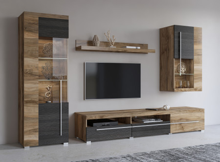 Стенка в гостиную Helvetia ROGER 226ZZH10 (сатиновый нуссбаум)