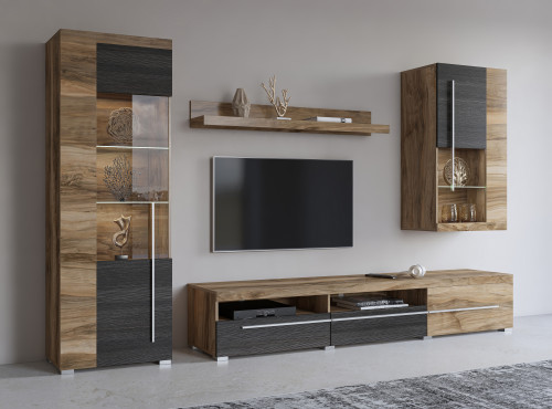 Стенка в гостиную Helvetia ROGER 226ZZH10 (сатиновый нуссбаум)