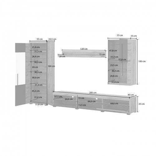 Стенка в гостиную Helvetia ROGER 226ZZH10 (сатиновый нуссбаум)