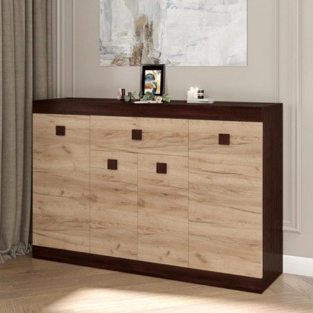 Большой комод EVR- Соната-7 венге + фасад крафт золотой