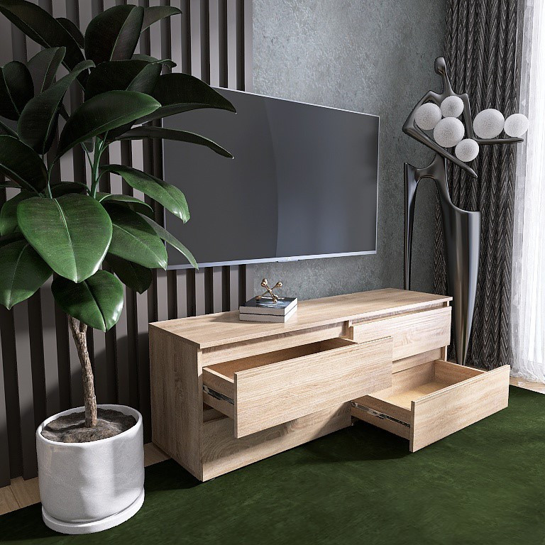 Тумба под телевизор EVR- Лайт ЛТВ-1400 дуб Сонома