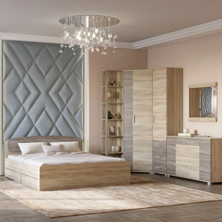 Спальня (модульная) EVR- Бриз-1 дуб Сонома + фасад трюфель