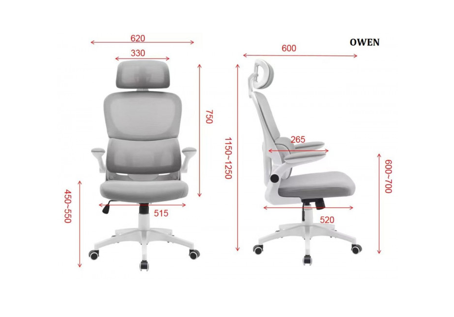 Компьютерное кресло поворотное INI- OWEN  серый/белый  