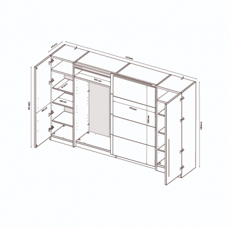 Шкаф - купе MRK- TEDDY 3,15х2,2 м Дуб Артизан/ Кашемир