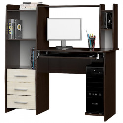 Стол компьютерный с надстройкой EVR- Лира венге + дуб молочный