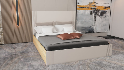 Кровать двуспальная ViA- APC АЛ-1 (дуб тахо/кашемир)