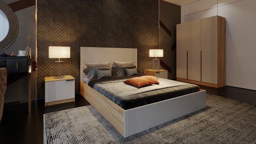 Кровать двуспальная ViA- APC АЛ-1 (дуб тахо/кашемир)