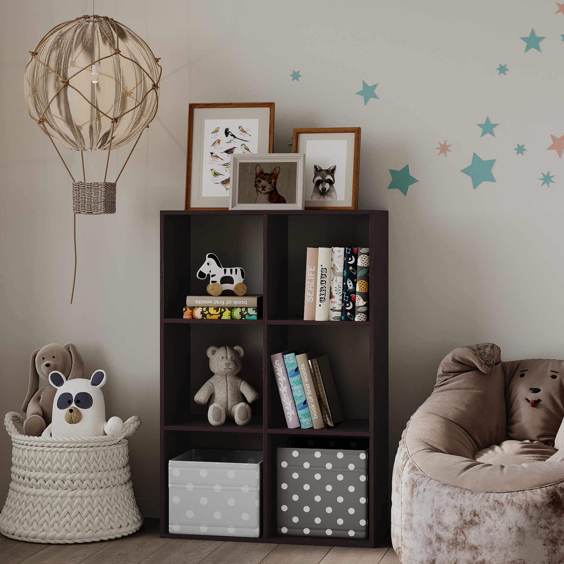 Стеллаж с полками на 6 секций 120х80х35 см KOD- СТ-6- детский