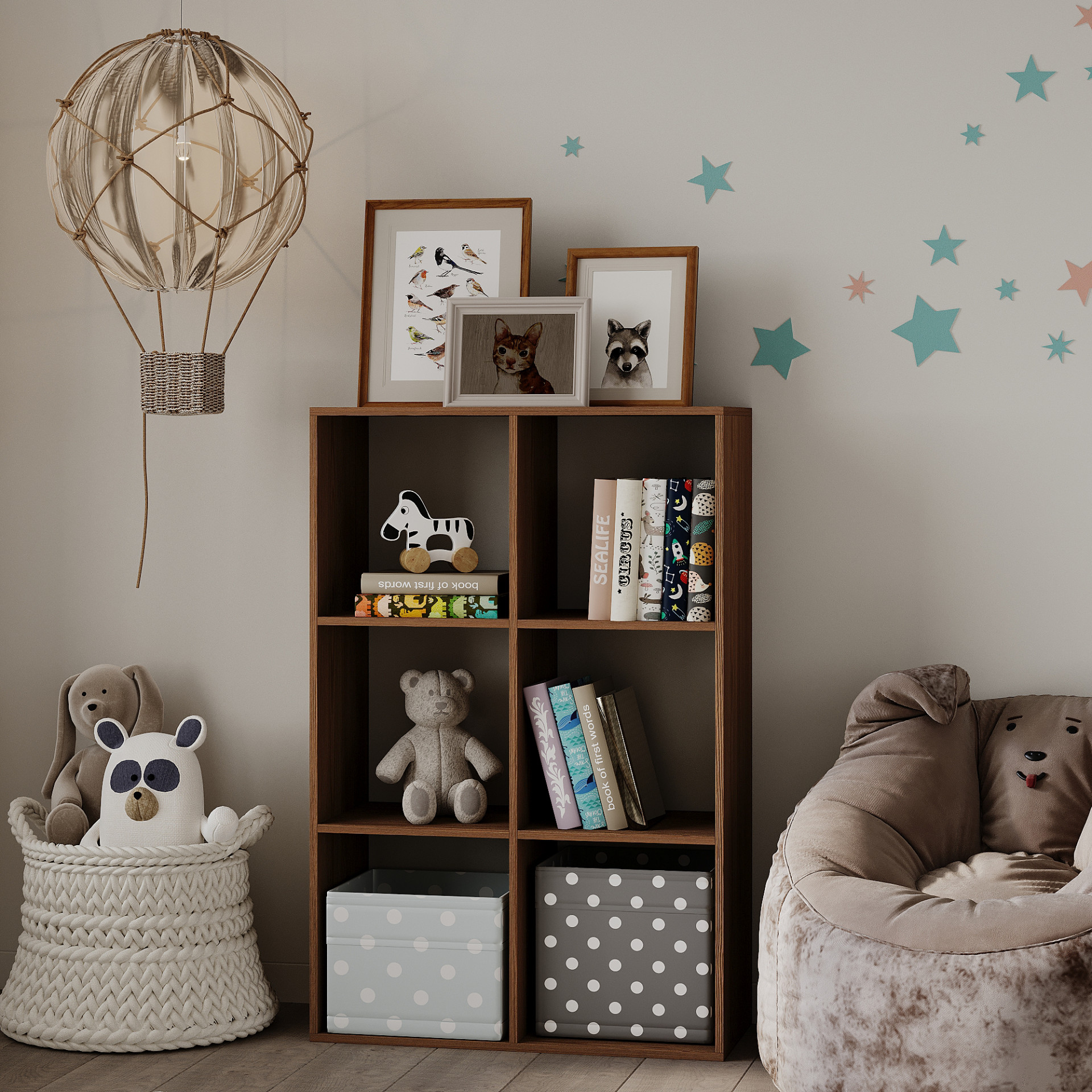 Стеллаж с полками на 6 секций 120х80х35 см KOD- СТ-6- детский